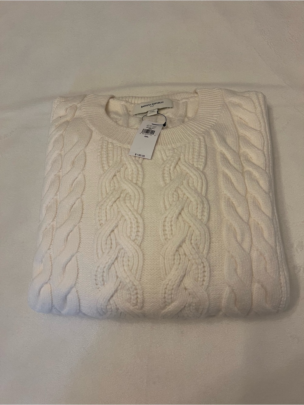 Banana Republic Ivory Cable Knit Crewneck Sweater